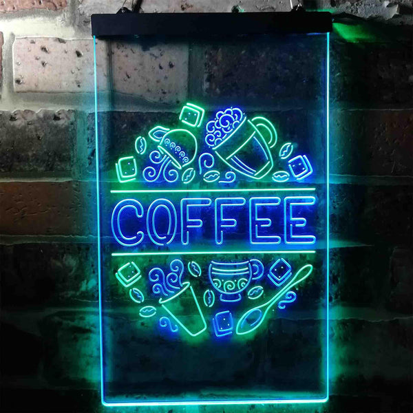 ADVPRO Coffee Cafe Decoration  Dual Color LED Neon Sign st6-i3710 - Green & Blue