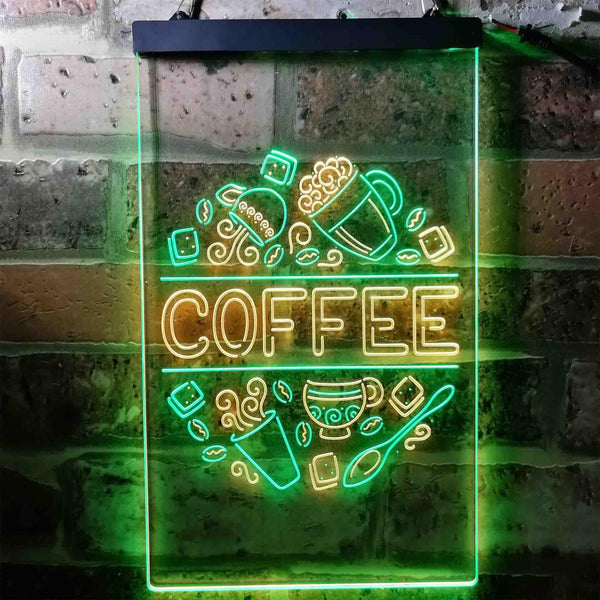 ADVPRO Coffee Cafe Decoration  Dual Color LED Neon Sign st6-i3710 - Green & Yellow