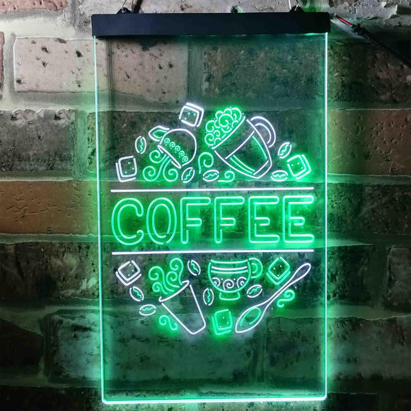 ADVPRO Coffee Cafe Decoration  Dual Color LED Neon Sign st6-i3710 - White & Green