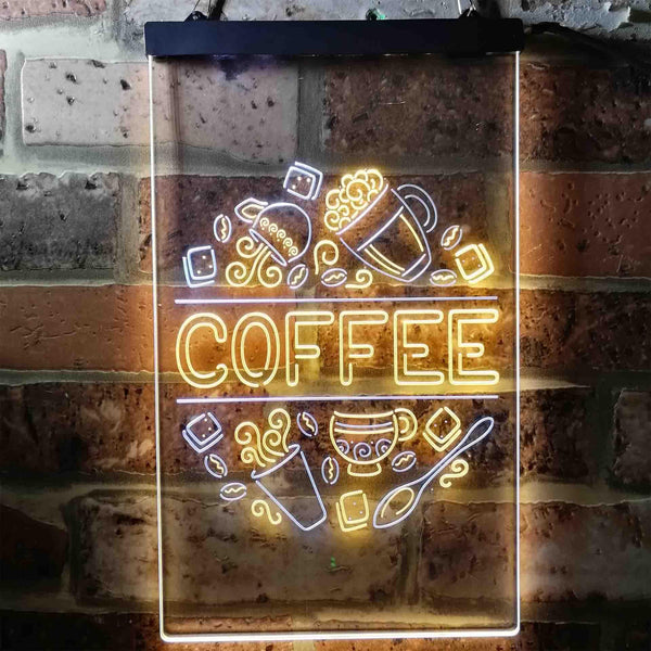 ADVPRO Coffee Cafe Decoration  Dual Color LED Neon Sign st6-i3710 - White & Yellow