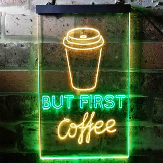 ADVPRO But Coffee First  Dual Color LED Neon Sign st6-i3711 - Green & Yellow