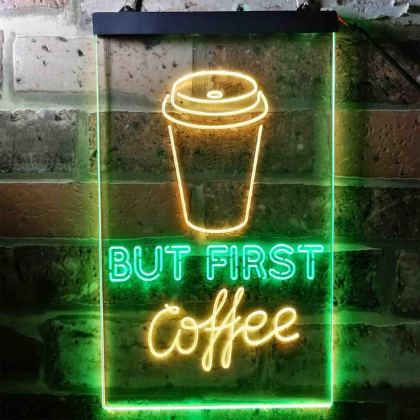 ADVPRO But Coffee First  Dual Color LED Neon Sign st6-i3711 - Green & Yellow