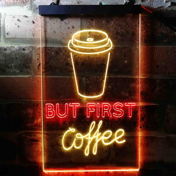 ADVPRO But Coffee First  Dual Color LED Neon Sign st6-i3711 - Red & Yellow