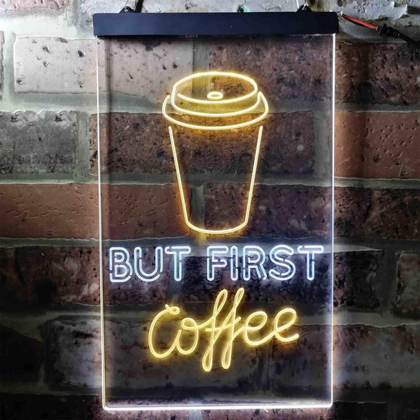 ADVPRO But Coffee First  Dual Color LED Neon Sign st6-i3711 - White & Yellow