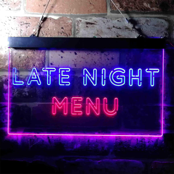 ADVPRO Late Night Menu Cafe Dual Color LED Neon Sign st6-i3713 - Blue & Red