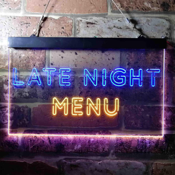 ADVPRO Late Night Menu Cafe Dual Color LED Neon Sign st6-i3713 - Blue & Yellow