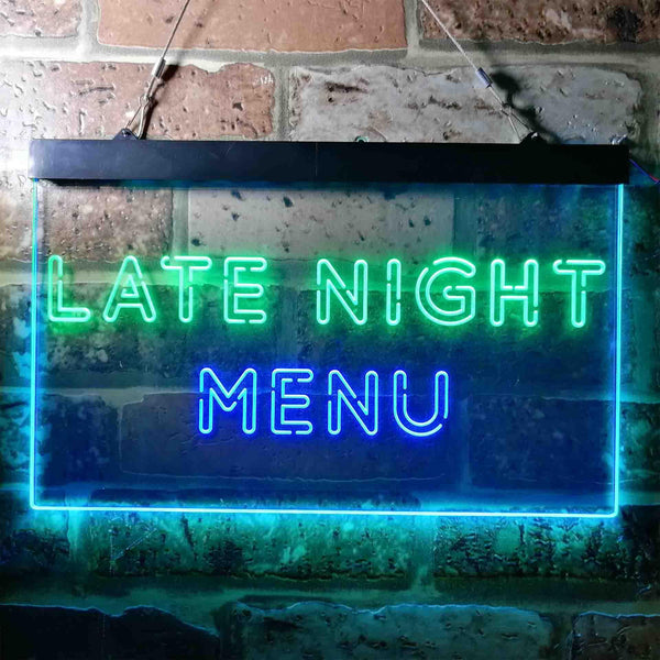 ADVPRO Late Night Menu Cafe Dual Color LED Neon Sign st6-i3713 - Green & Blue