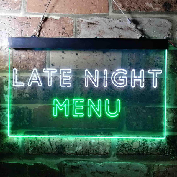 ADVPRO Late Night Menu Cafe Dual Color LED Neon Sign st6-i3713 - White & Green