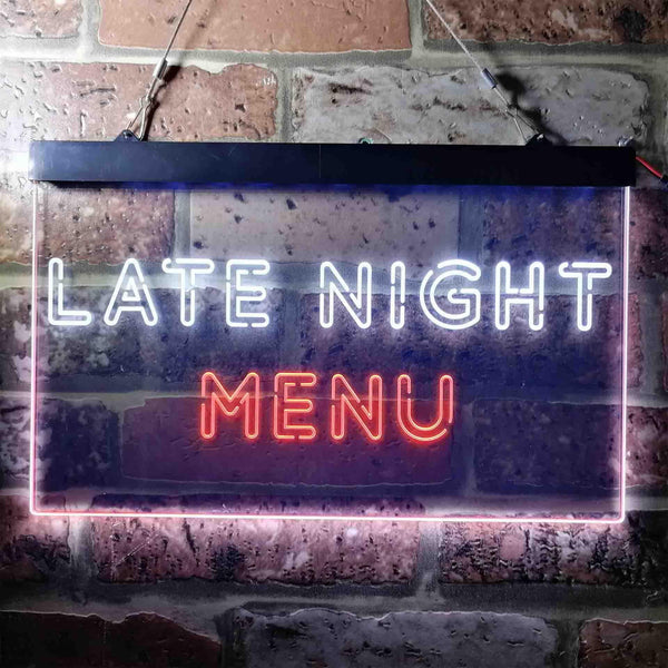 ADVPRO Late Night Menu Cafe Dual Color LED Neon Sign st6-i3713 - White & Orange