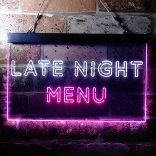 ADVPRO Late Night Menu Cafe Dual Color LED Neon Sign st6-i3713 - White & Purple