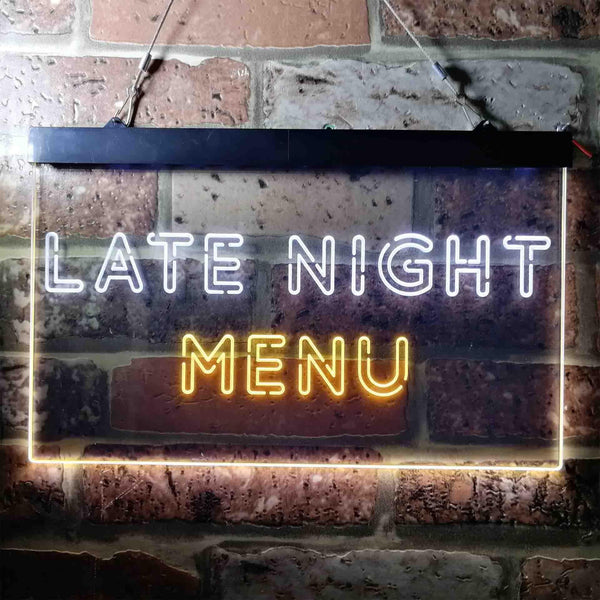 ADVPRO Late Night Menu Cafe Dual Color LED Neon Sign st6-i3713 - White & Yellow