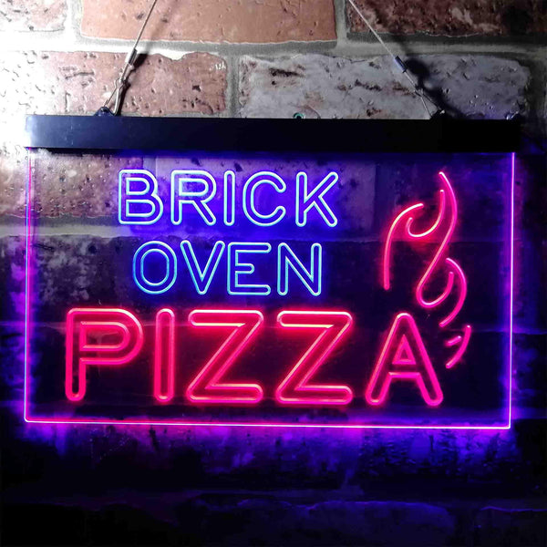 ADVPRO Brick Oven Pizza Cafe Dual Color LED Neon Sign st6-i3714 - Blue & Red
