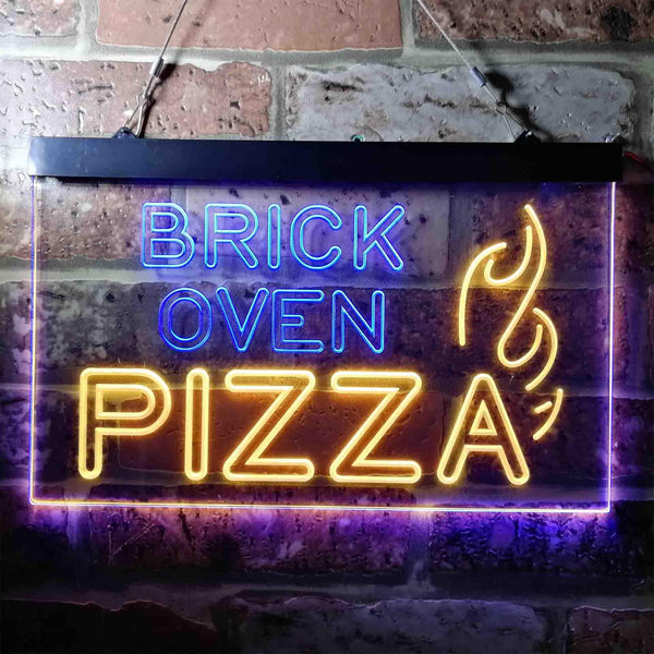 ADVPRO Brick Oven Pizza Cafe Dual Color LED Neon Sign st6-i3714 - Blue & Yellow