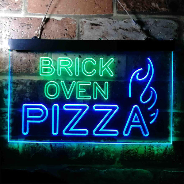 ADVPRO Brick Oven Pizza Cafe Dual Color LED Neon Sign st6-i3714 - Green & Blue