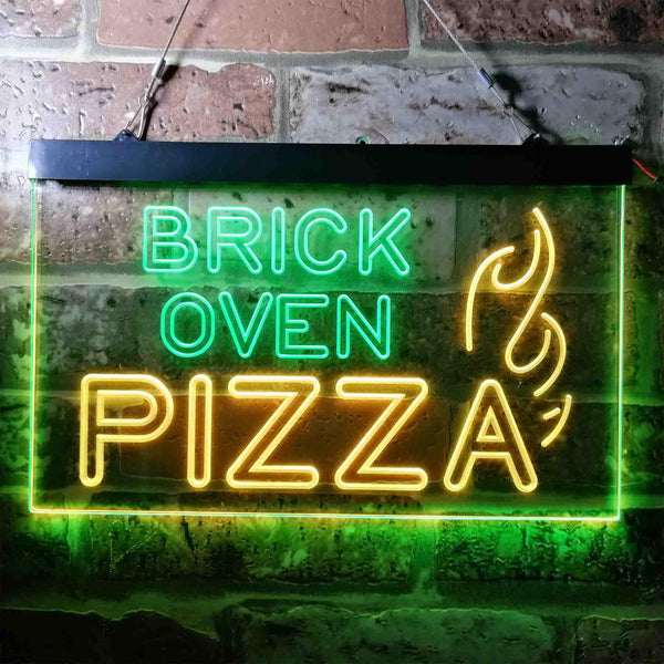 ADVPRO Brick Oven Pizza Cafe Dual Color LED Neon Sign st6-i3714 - Green & Yellow