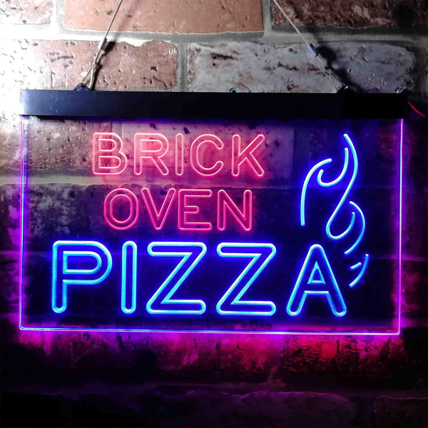 ADVPRO Brick Oven Pizza Cafe Dual Color LED Neon Sign st6-i3714 - Red & Blue