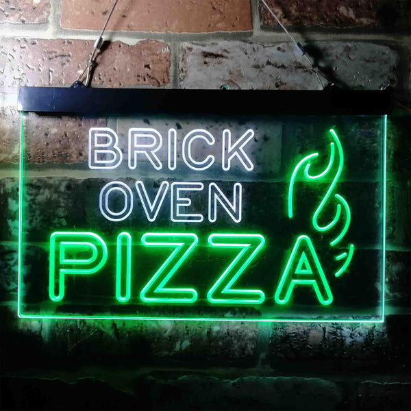 ADVPRO Brick Oven Pizza Cafe Dual Color LED Neon Sign st6-i3714 - White & Green