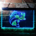 ADVPRO Bass Fish Cabin Game Room Dual Color LED Neon Sign st6-i3715 - Green & Blue