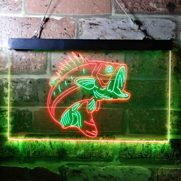 ADVPRO Bass Fish Cabin Game Room Dual Color LED Neon Sign st6-i3715 - Green & Red
