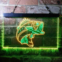 ADVPRO Bass Fish Cabin Game Room Dual Color LED Neon Sign st6-i3715 - Green & Yellow