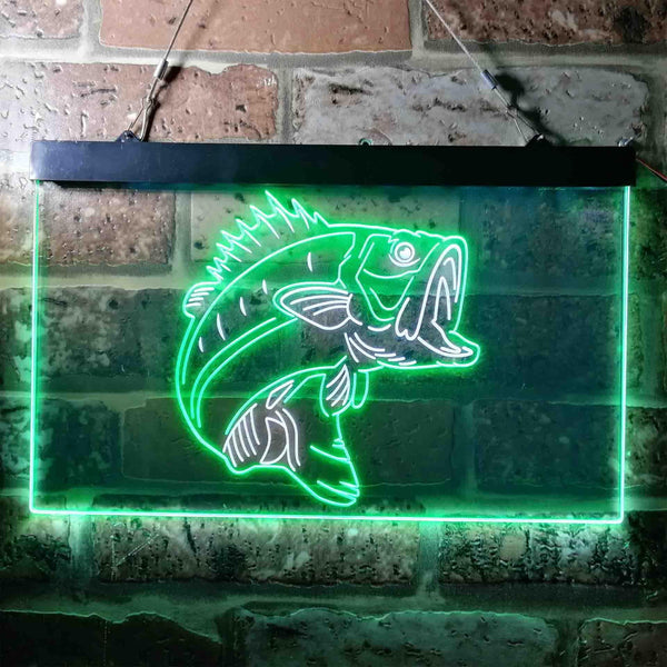 ADVPRO Bass Fish Cabin Game Room Dual Color LED Neon Sign st6-i3715 - White & Green