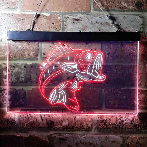 ADVPRO Bass Fish Cabin Game Room Dual Color LED Neon Sign st6-i3715 - White & Red