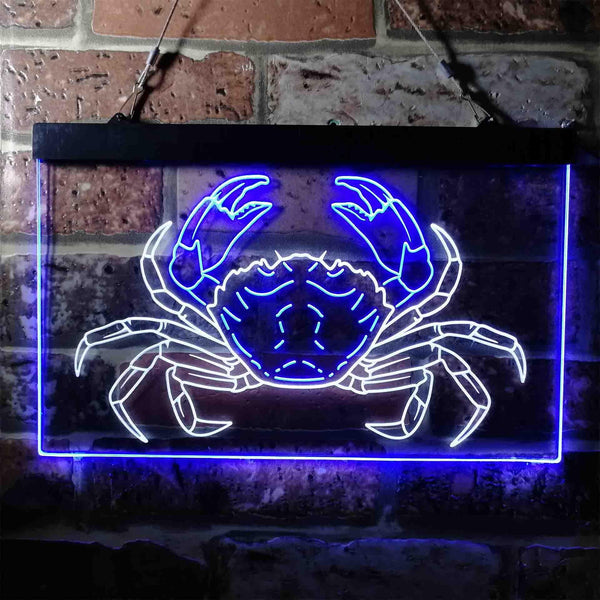 ADVPRO Crab Seafood Ocean Display Dual Color LED Neon Sign st6-i3717 - White & Blue