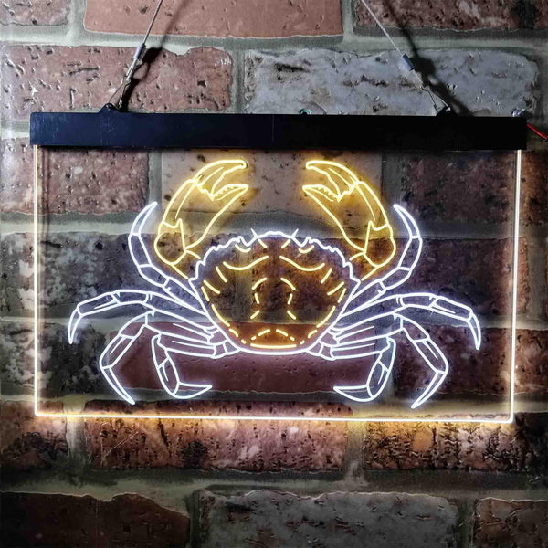 ADVPRO Crab Seafood Ocean Display Dual Color LED Neon Sign st6-i3717 - White & Yellow