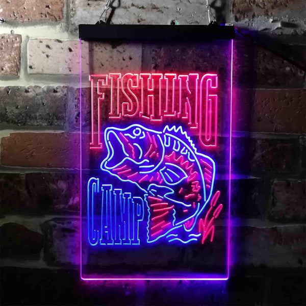 ADVPRO Fishing Camp House Cabin  Dual Color LED Neon Sign st6-i3718 - Blue & Red