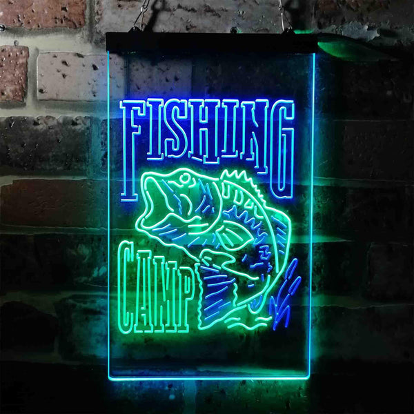 ADVPRO Fishing Camp House Cabin  Dual Color LED Neon Sign st6-i3718 - Green & Blue