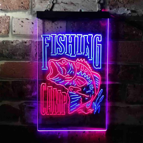 ADVPRO Fishing Camp House Cabin  Dual Color LED Neon Sign st6-i3718 - Red & Blue