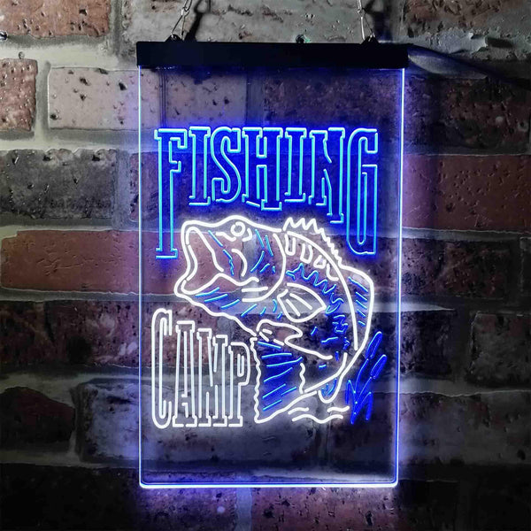 ADVPRO Fishing Camp House Cabin  Dual Color LED Neon Sign st6-i3718 - White & Blue