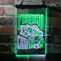 ADVPRO Fishing Camp House Cabin  Dual Color LED Neon Sign st6-i3718 - White & Green