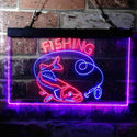 ADVPRO Fishing Camp Cabin Game Room Dual Color LED Neon Sign st6-i3719 - Blue & Red