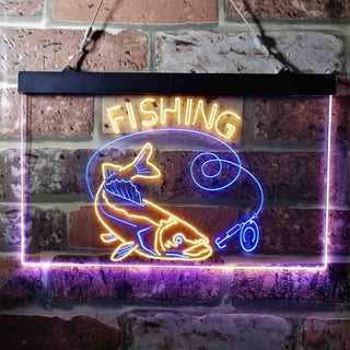 ADVPRO Fishing Camp Cabin Game Room Dual Color LED Neon Sign st6-i3719 - Blue & Yellow