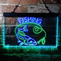ADVPRO Fishing Camp Cabin Game Room Dual Color LED Neon Sign st6-i3719 - Green & Blue