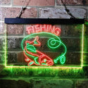 ADVPRO Fishing Camp Cabin Game Room Dual Color LED Neon Sign st6-i3719 - Green & Red