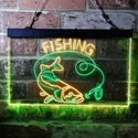 ADVPRO Fishing Camp Cabin Game Room Dual Color LED Neon Sign st6-i3719 - Green & Yellow
