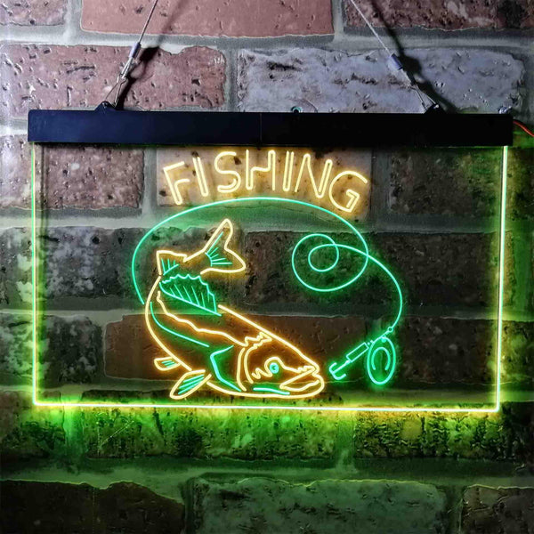 ADVPRO Fishing Camp Cabin Game Room Dual Color LED Neon Sign st6-i3719 - Green & Yellow