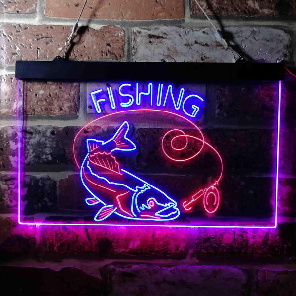 ADVPRO Fishing Camp Cabin Game Room Dual Color LED Neon Sign st6-i3719 - Red & Blue