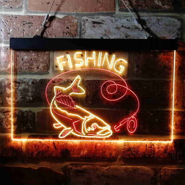 ADVPRO Fishing Camp Cabin Game Room Dual Color LED Neon Sign st6-i3719 - Red & Yellow