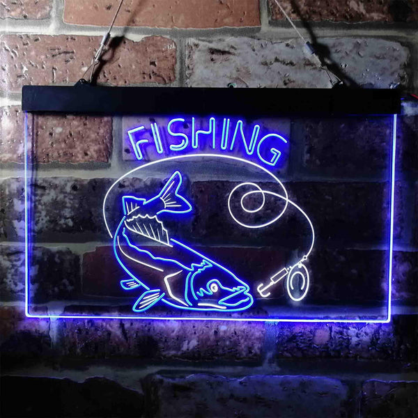 ADVPRO Fishing Camp Cabin Game Room Dual Color LED Neon Sign st6-i3719 - White & Blue