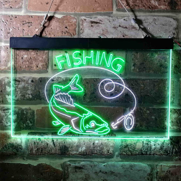ADVPRO Fishing Camp Cabin Game Room Dual Color LED Neon Sign st6-i3719 - White & Green