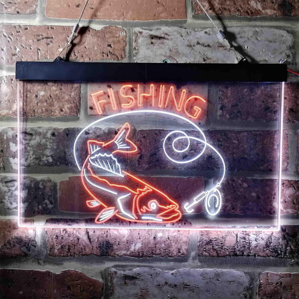 ADVPRO Fishing Camp Cabin Game Room Dual Color LED Neon Sign st6-i3719 - White & Orange