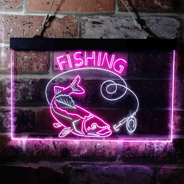 ADVPRO Fishing Camp Cabin Game Room Dual Color LED Neon Sign st6-i3719 - White & Purple
