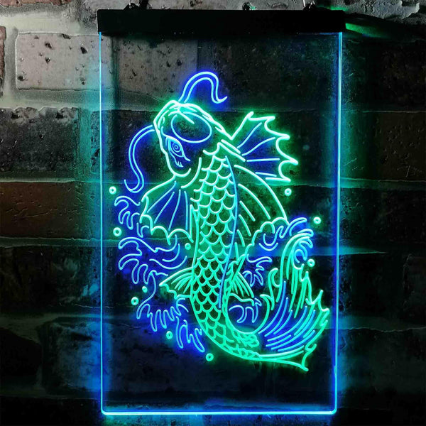 ADVPRO Koi Fish Display  Dual Color LED Neon Sign st6-i3720 - Green & Blue