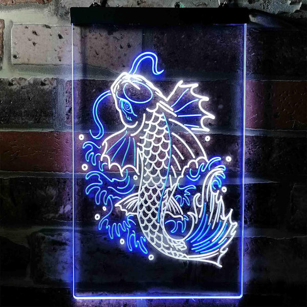 ADVPRO Koi Fish Display  Dual Color LED Neon Sign st6-i3720 - White & Blue