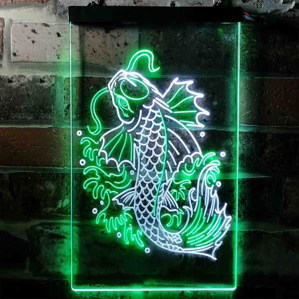 ADVPRO Koi Fish Display  Dual Color LED Neon Sign st6-i3720 - White & Green