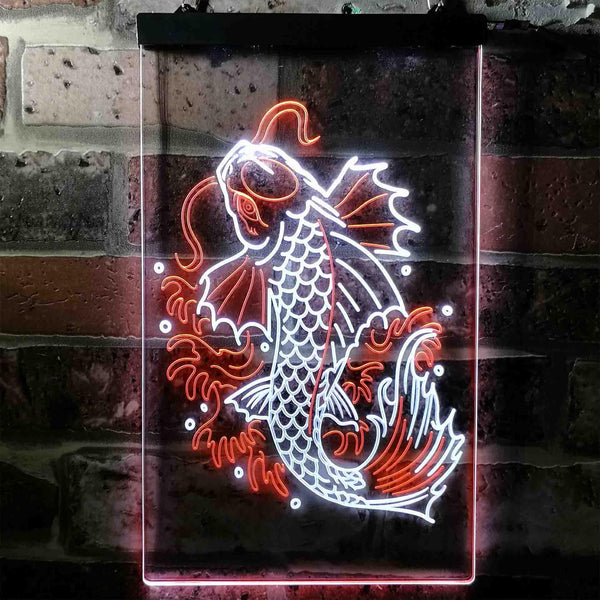ADVPRO Koi Fish Display  Dual Color LED Neon Sign st6-i3720 - White & Orange