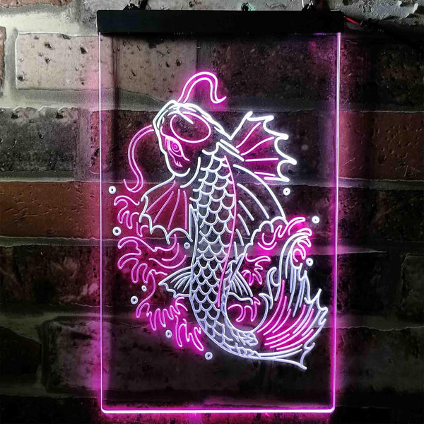 ADVPRO Koi Fish Display  Dual Color LED Neon Sign st6-i3720 - White & Purple